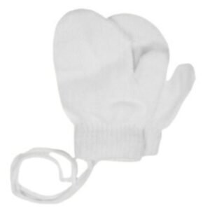 كفوف يد شتوية مع أربطة للأطفال - لون أبيض - من سنتين ل 5 سنوات