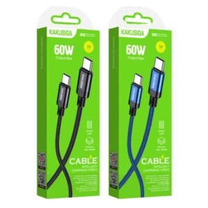 كيبل شحن 1 متر - الطرفين منفذ Type C - قوة 60 واط - ماركة Kakusiga