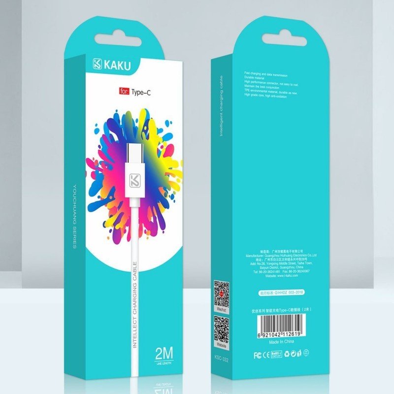 كيبل شحن 2 متر منفذ Type C - ماركة Kakusiga