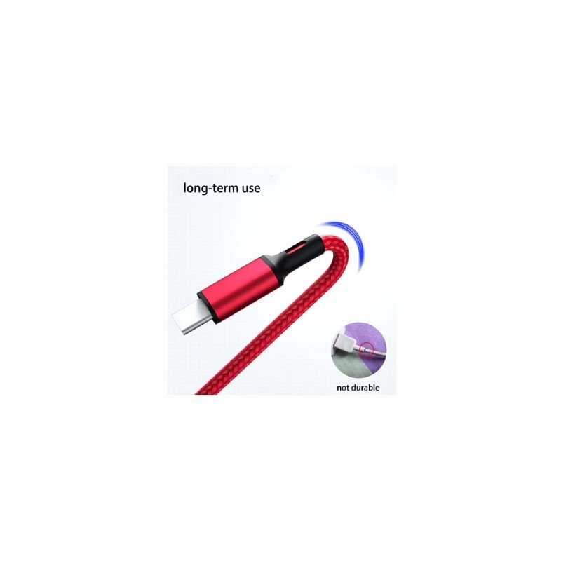 كيبل شحن USB 3 في 1 مدخل Type C - طول 1.3 متر - سلك متين وقوي - سهولة شحن أكثر من جوال في ذات الوقت