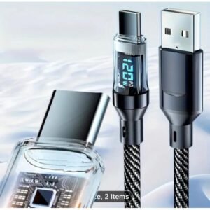 كيبل شحن وناقل بيانات من النوع Type C - مع شاشة LCD مؤشر لسرعة الشحن