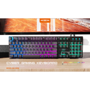 كيبورد العاب KB09 موكسوم اضاءة LED (مفاتيح كاملة 104) - MOXOM MX-KB09, USB Gaming Keyboard Rainbow BackLight