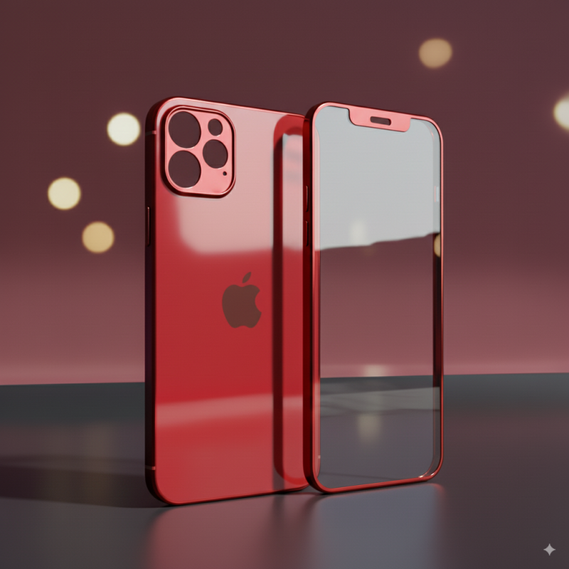 لزقة شاشة مع ظهر لايفون IP 12 Pro Max - لون أحمر