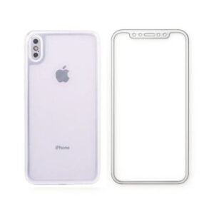 لزقة شاشة مع ظهر لايفون X/XS - لون أبيض وفضي