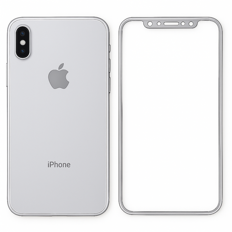 لزقة شاشة مع ظهر لايفون XS Max - لون فضي