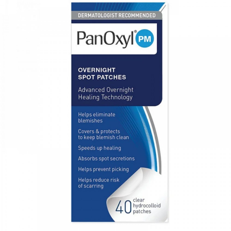 لصقات حب الشباب ليلية (40 رقعة شفافة) من بانوكسيل -Overnight Spot Patches (40 Count) By Panoxyl PM