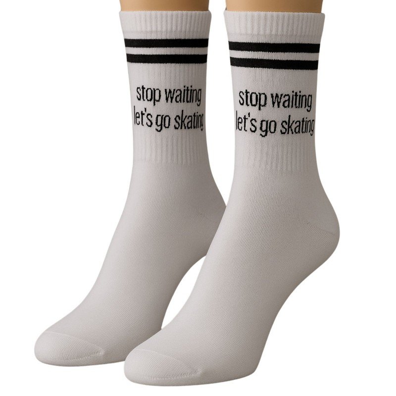 للرجال لون ابيض جوارب بتصميمstop waiting lets go
