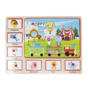 لوح خشبي تعليمي وتركيب للحيوانات مقاس 29.5×23 سم