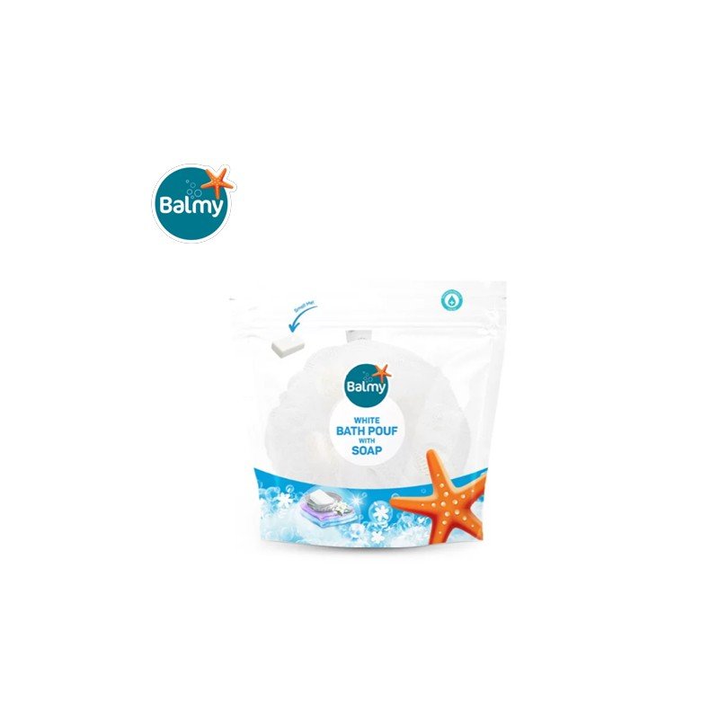 ليفة استحمام معطرة مع صابونة بيضاء من بالمي