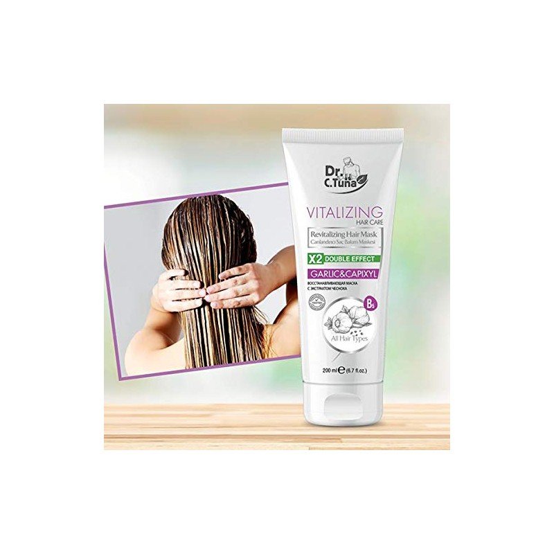 ماسك الشعر بالثوم من د. سي تونا فارماسي حجم 200 مل- Dr C Tuna Revitalising hair mask Garlic & Capixyl