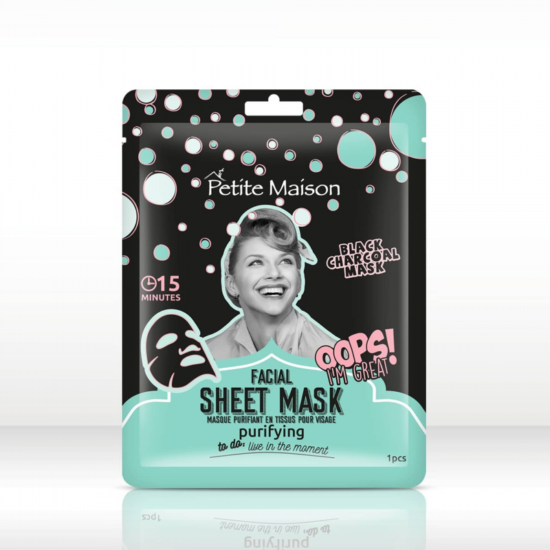 Petite Maison Facial Sheet Mask 25ml Purifying - Black Charcoal - ماسك ورقي للوجه بالفحم من بوتيت ميزون حجم 25 مل