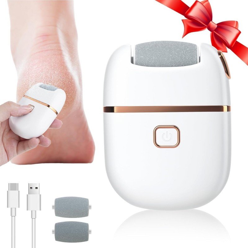 مبرد كهربائي للعناية بالقدم و إزالة الجلد الميت قابل لإعادة الشحن - يأتي برأسين مختلفين لتقشير وإزالة الجلد الميت وتنعيم القدمين بفعالية.
