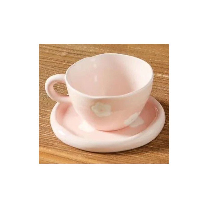 مج مورد مع صحن لون زهري