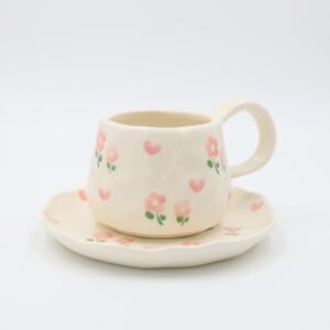 مج هاند ميد حجم كبير مع صحن