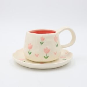 مج هاند ميد حجم كبير مع صحن