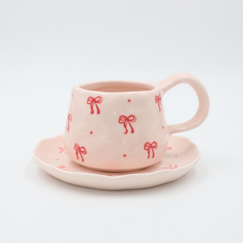 مج هاند ميد حجم كبير مع صحن