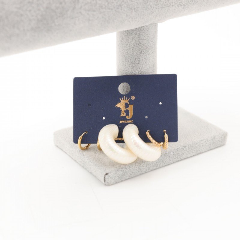 مجموعة أقراط حلقات دائرية وحلق لولو بون ذهبي