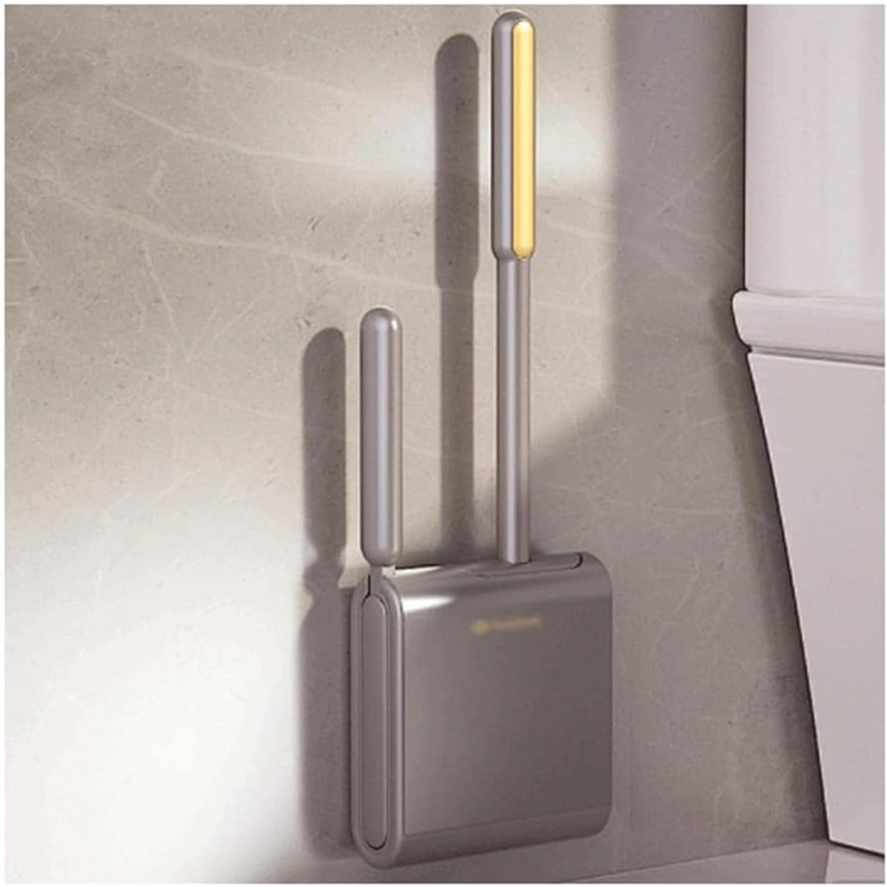 طقم فراشي لتنظيف المرحاض لون رمادي غامق