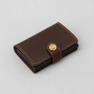 محفظة بطاقات صراف آلي جلد للجنسين لون بني محروق