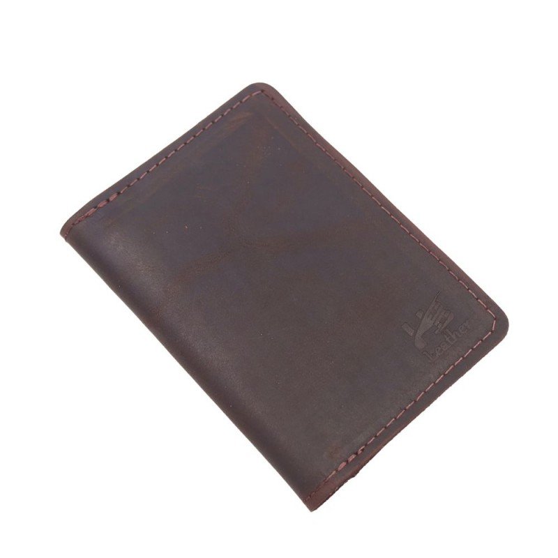 محفظة جلد رجالية لون بني محروق 8.5 *12.5 سم