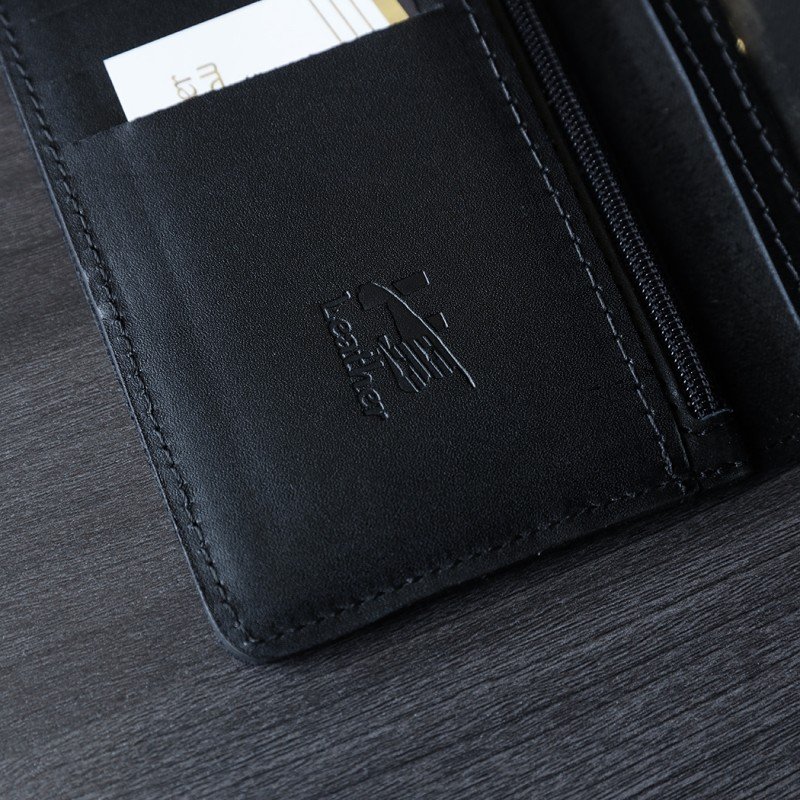 محفظة جلد طبيعي للرجال لون أسود