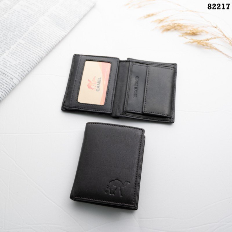 محفظة رجالية جلد لون أسود 10 * 7 سم