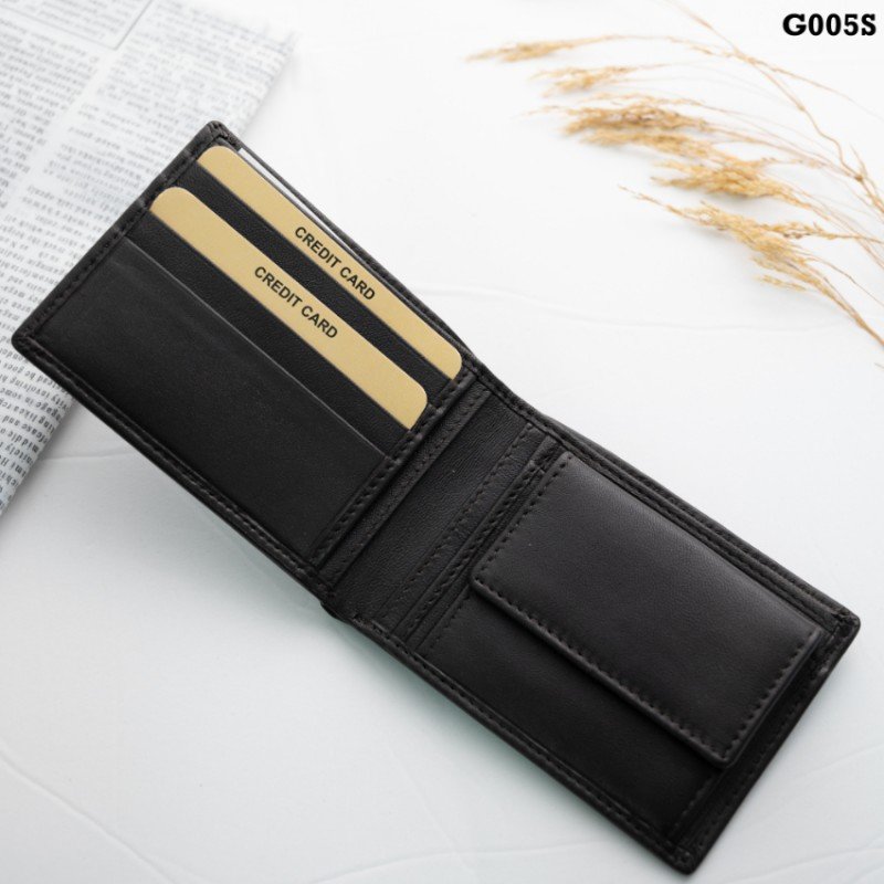 محفظة رجالية جلد لون أسود 11 * 9 سم