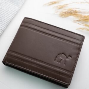 محفظة رجالية جلد لون بني 12 *10 سم