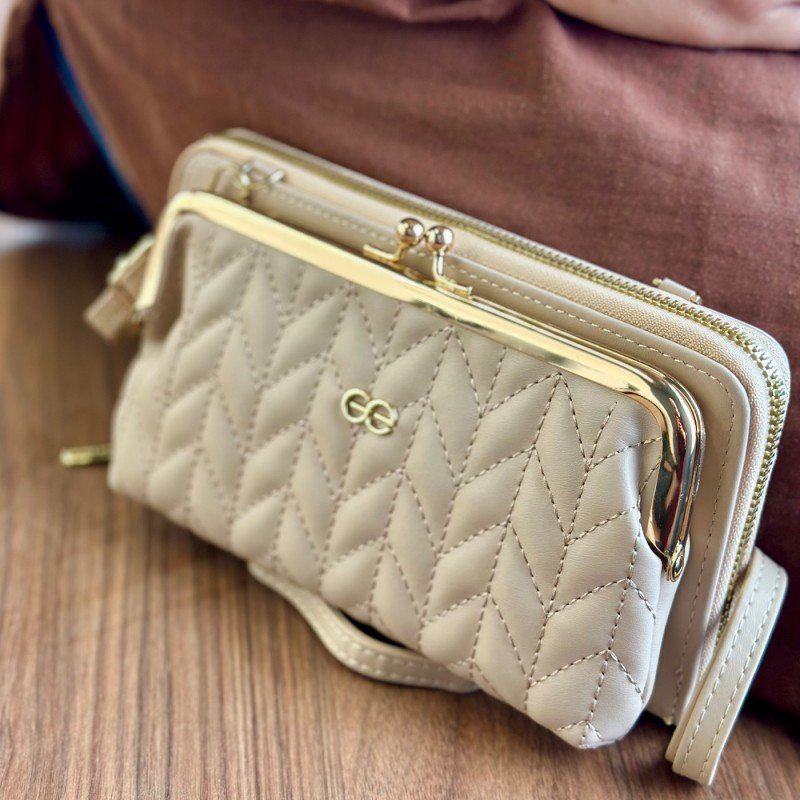 محفظة ستاتية - جزدان لون بيج