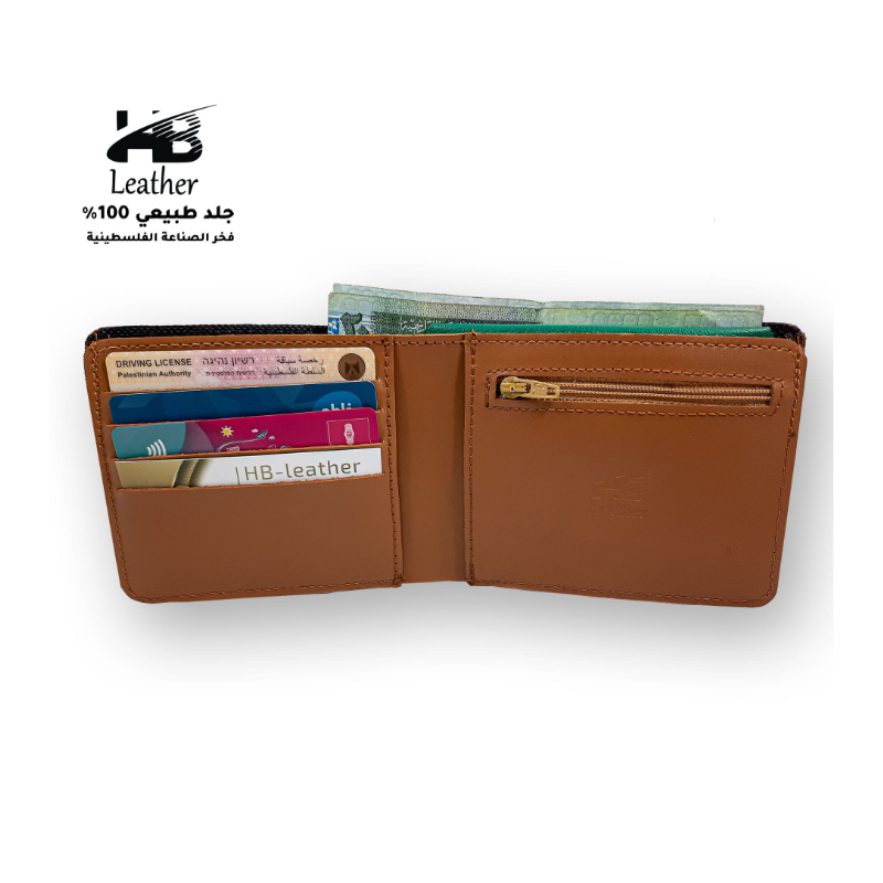 محفظة شبابيه جلد طبيعي لون 
 عسلي