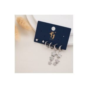 مجموعة مكونة من 3 حلوق هوبس حجم صغير نجوم لون فضي