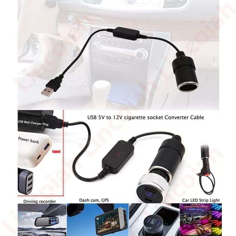 محول مدخل قداحة الى USB من 5V الى 12V