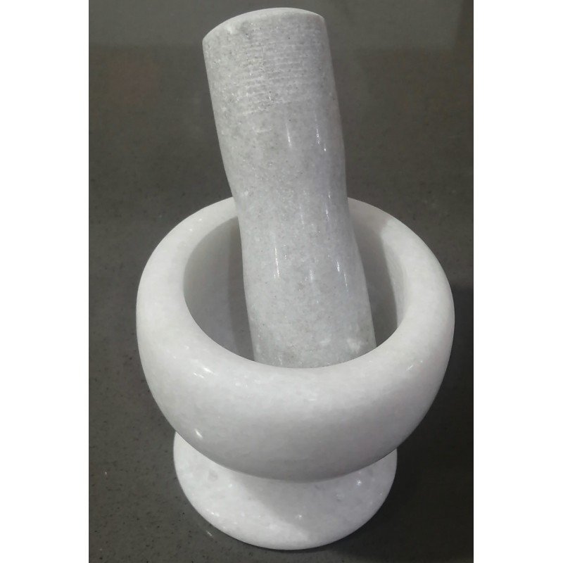 هاون ومدقة رخامية طبيعية بحجم صغير 3.7 إنش