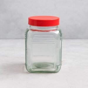 مرتبان زجاج غطاء بلاستيك محكم الاغلاق حجم 1.5 لتر
