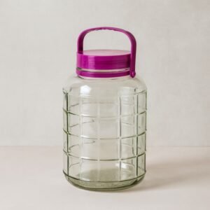 مرتبان زجاج غطاء بلاستيك حجم 5لتر