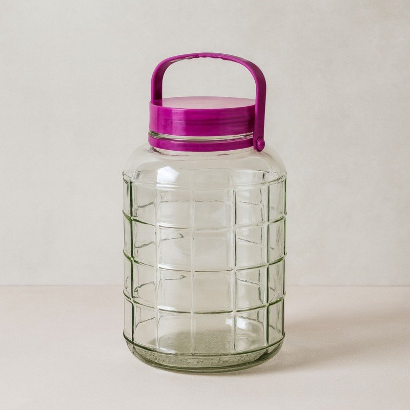 مرتبان زجاج غطاء بلاستيك حجم 5لتر