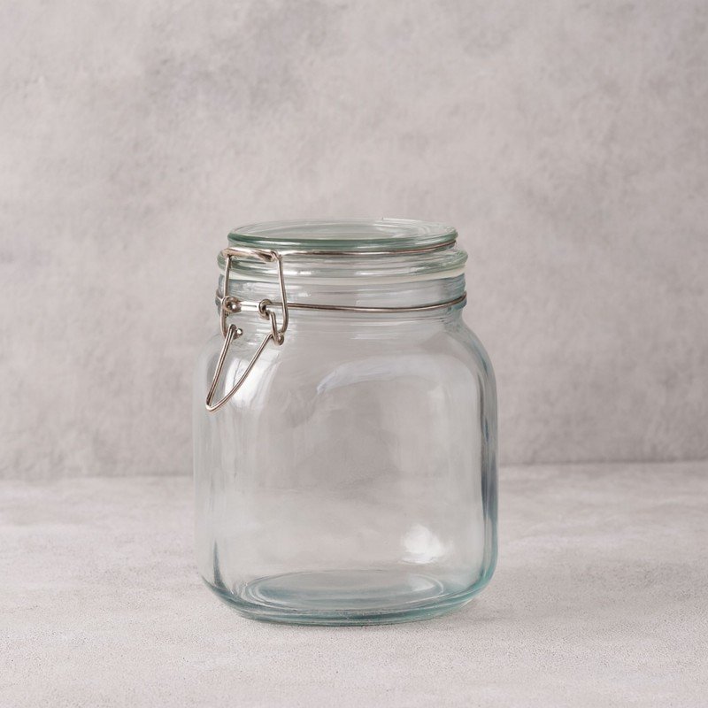 مرتبان زجاج غطاء كبس حجم 0.5 لتر