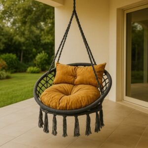 مرجيحة تعليق مع فرش لون أسود وعسلي