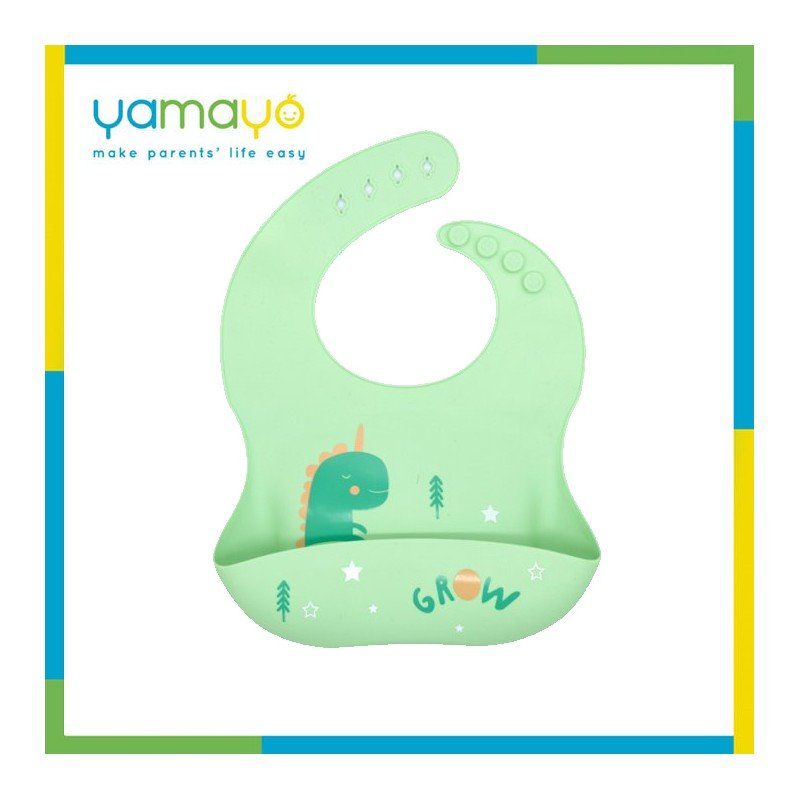 مريلة أطفال سيليكون ديناصور لون أخضر من يامايو