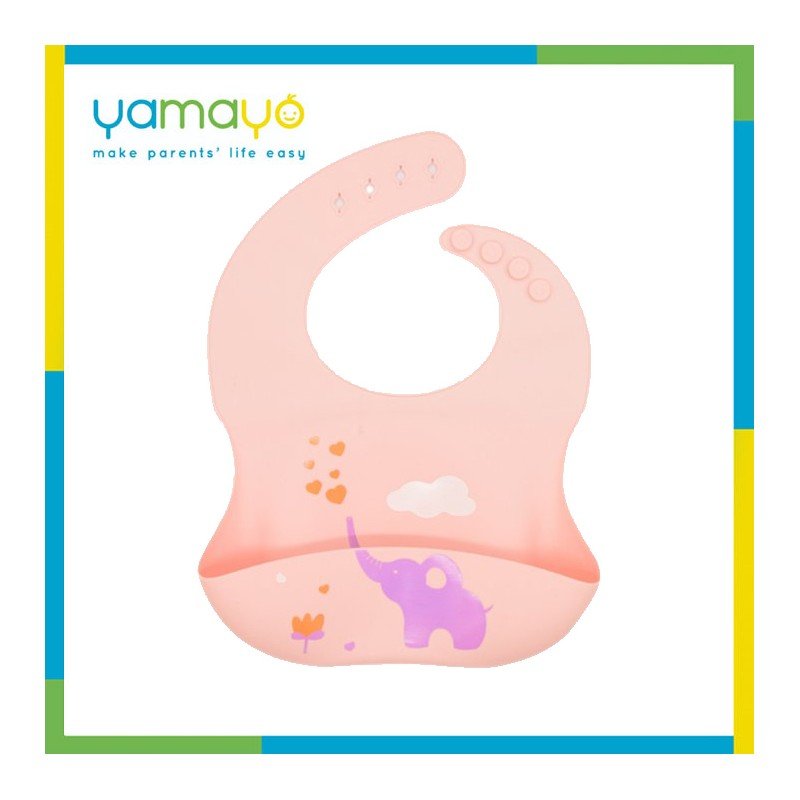 مريلة أطفال سيليكون فيل لون زهري من يامايو