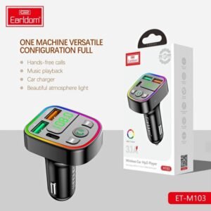 مشغل MP3 سيارة  بلوتوث ماركة Earldome - ذات  2 منفذ USB و منفذ Type C - مع 7 ألوان RGB