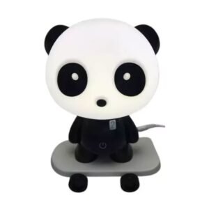 مصباح بتصميم دب باندا للأطفال لون أسود وأبيض-Kids Table Lamp