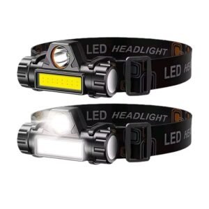 مصباح كشاف رأس ذات مصباحين LED - مقاوم لرذاذ الماء - قابل للشحن بسلك USB موديل TD02