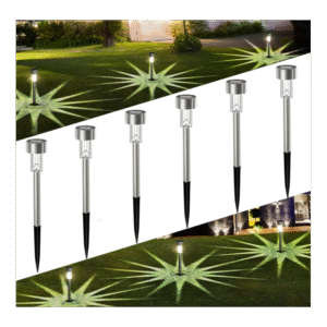 مصباح ليد خارجي للأرضيات يعمل بالطاقة الشمسية عدد 10 مصابيح لون اضاءة أبيض