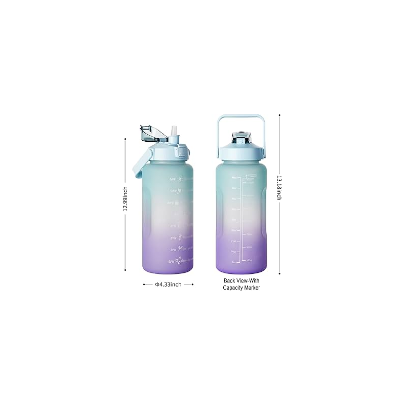 مطرة ماء 2.2 لتر لون اخضر فوق وبنفسجي تحت