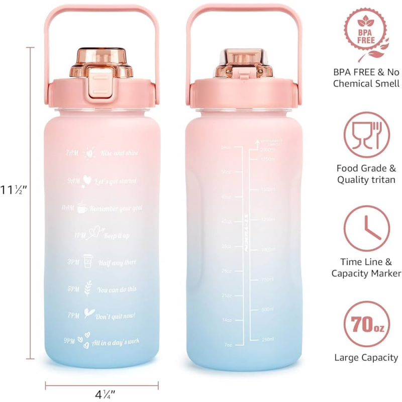 مطرة ماء 2.2 لتر لون ازرق وزهري