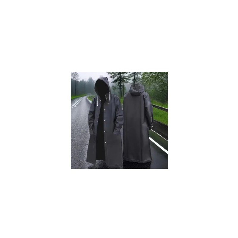 معطف جكيت مطر نايلون للوقاية من المطر والاوساخ مقاوم للماء ومناسب للرجال والنساء خفيف الوزن لون أسود مناسب من وزن 40 -100 كغم وطول من 150 - 190متر