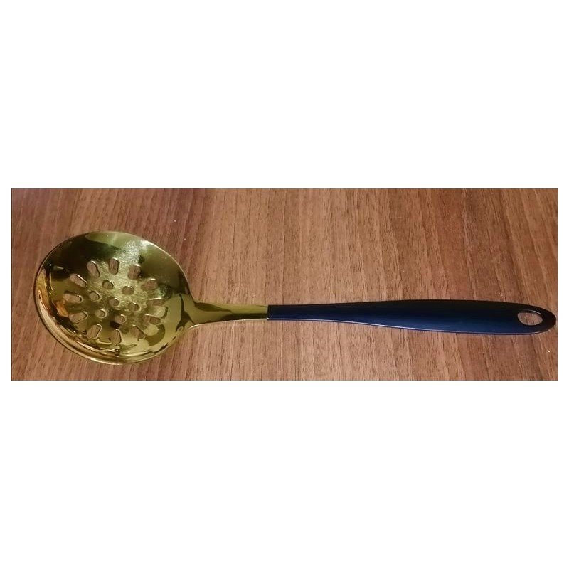 مغرفة مخرمة ذهبي حجم صغير