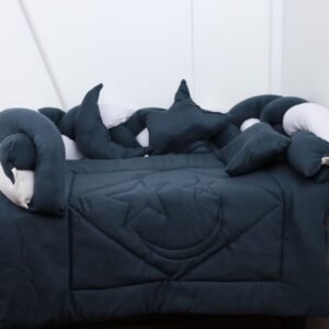 مفرش بيبي جدايل مخمل للأطفال (6 قطع) لون بترولي غامق وأبيض