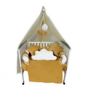 مفرش بيبي جدايل مخمل للأطفال (6 قطع) لون بيج وأبيض